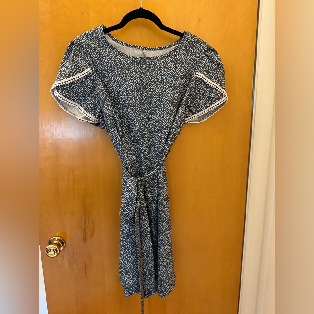 Blue and White Dot Dress